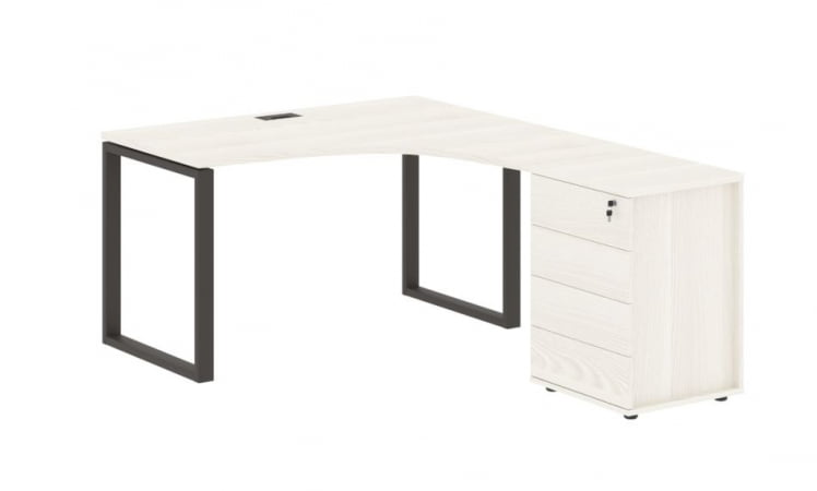 Стол эргономичный с тумбой правый EDIS EQCET 1318 R Ясень Траун Мокко_0