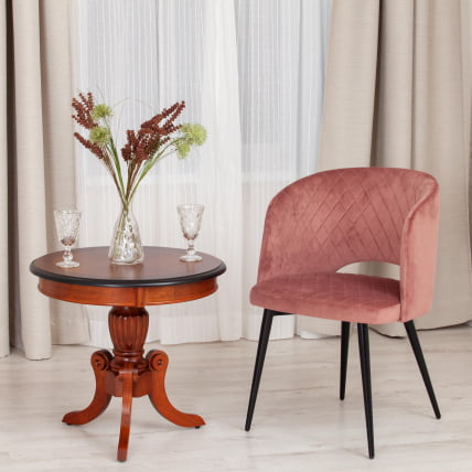 Кресло WIND (mod. 717) ткань/металл, 55х55х80 см, высота до сиденья 48 см, коралловый barkhat 15 /черный_10