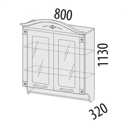 Шкаф-витрина с колоннами Милана 23.15 Сосна Астрид/Ваниль_1