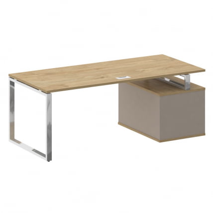 Стол руководителя с опорной тумбой , левый SHIFT SK.SRT-200 (L) Тиквуд Светлый/Капучино_1