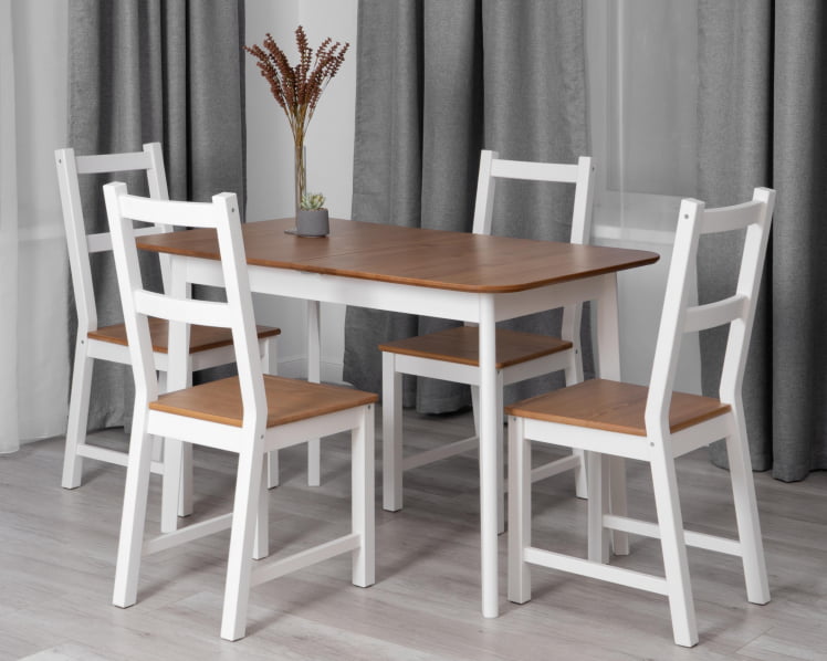 Стол Соната Люкс раздвижной/Sonata Lux extension table массив сосны, антик/белый, 120-(150)х75х73 см_14