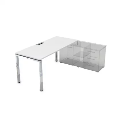 Стол рабочий, прямолинейный три опоры, правый GLOSS LINE НСТП-П.989 Белый Премиум_0
