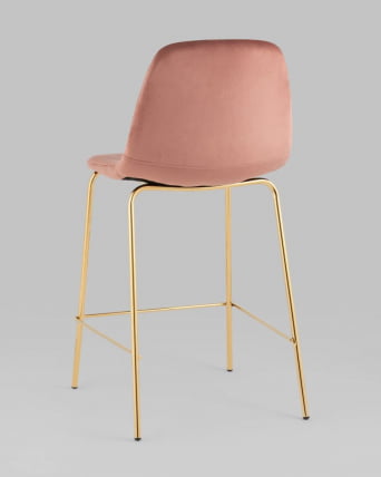 Стул полубарный Валенсия SN велюр Розовый золотые ножки_5