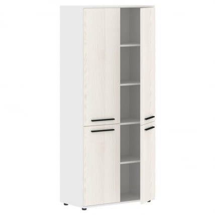 Шкаф с глухими средними и малыми дверьми EDIS EHCS 85.3 Ясень Траун Черный Белый_1