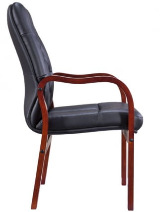 Стул руководителя Everprof Monaco Wood CF Экокожа Черный_2