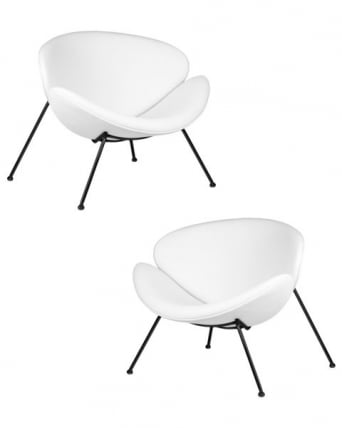 Кресло дизайнерское DOBRIN EMILY (белый винил YP17, черное основание) 2 шт_0