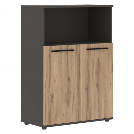 Шкаф с глухими малыми дверьми EDIS EMCS 85.3 Дуб Денвер светлый Черный Мокко_0