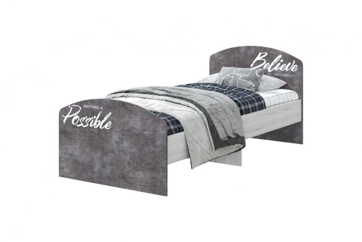 Кровать детская Оливер, 900*2000 мм, ясень анкор/камень темный с фотопечатью_0