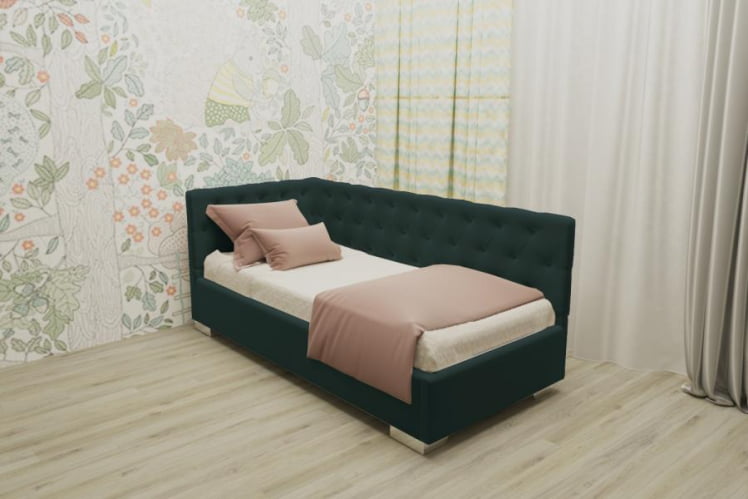 ДЕТСКАЯ МЯГКАЯ ИНТЕРЬЕРНАЯ КРОВАТЬ ВЕРСАЛЬ БЕЗ ОСНОВАНИЯ (BERHOUSE) Материал фасада: Металл/Велюр; Спальное место: 800х2000 мм; Цвет: Зеленый_0