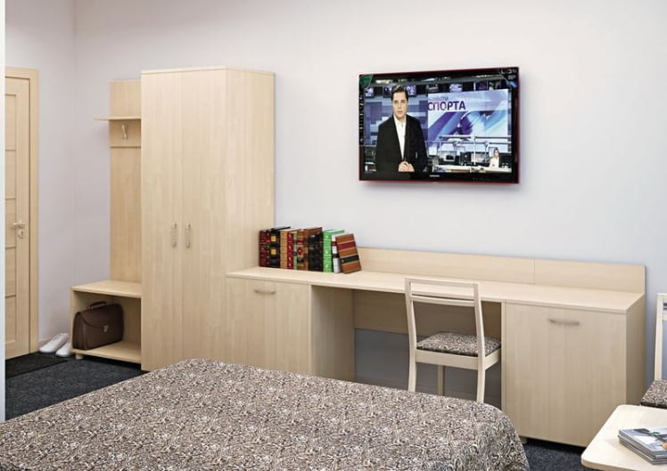 Стол (узкий) с тумбой и бортиком (левый) LIGHT С-СТУ-120 Л Акация Лорка_1