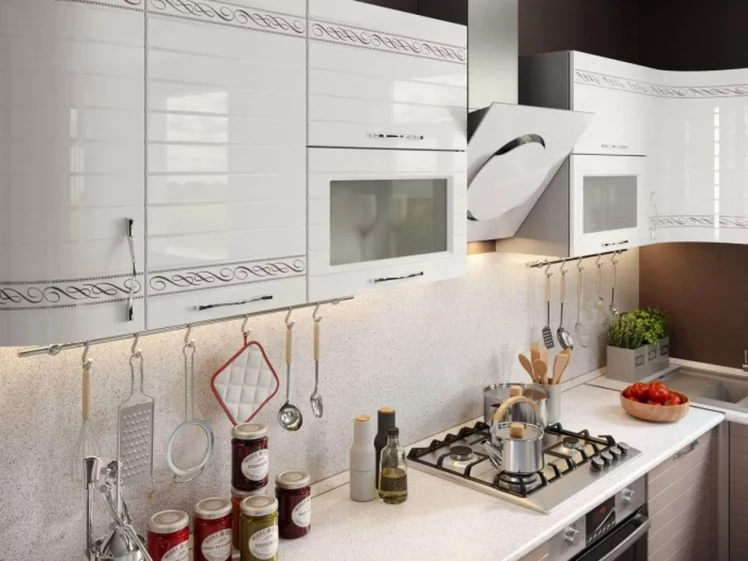 Кухонный гарнитур угловой Анастасия №6 Белый Капучино_1