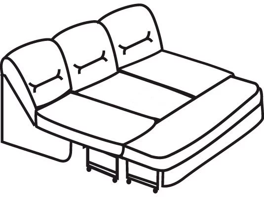 Секция трехместная без подлокотников раскладная Вавилон 3АР Красная (экокожа)_2