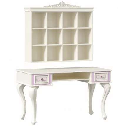 Стол письменный с полкой навесной Маркиза 03 Алебастр_0