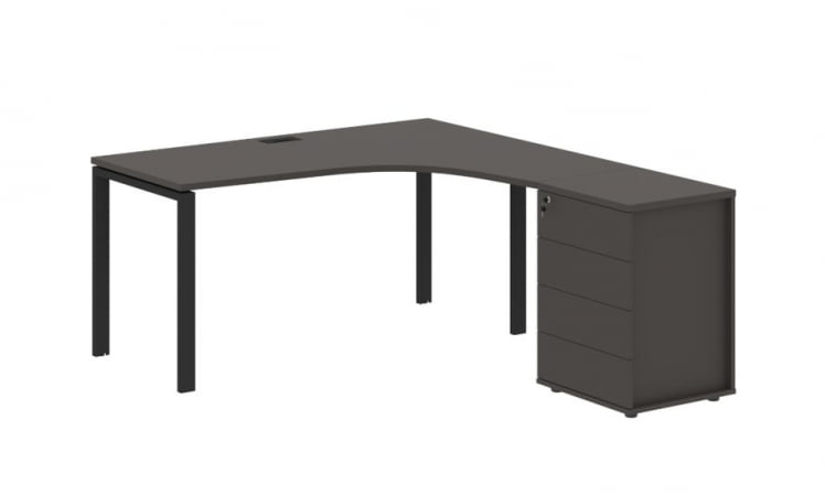 Стол эргономичный с тумбой правый EDIS EUCET 1518 R Мокко Черный_0