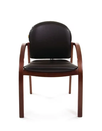 Кресло для посетителя CHAIRMAN 659 PU черный матовый/темный орех_1