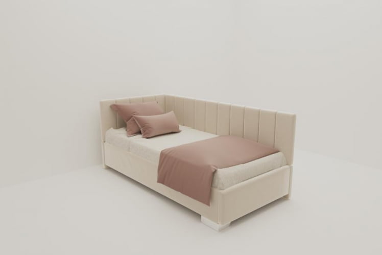 ДЕТСКАЯ МЯГКАЯ ИНТЕРЬЕРНАЯ КРОВАТЬ ТЕРРА БЕЗ ОСНОВАНИЯ (BERHOUSE) Материал фасада: Металл/Велюр; Спальное место: 900х1900; Цвет: Кремовый_0