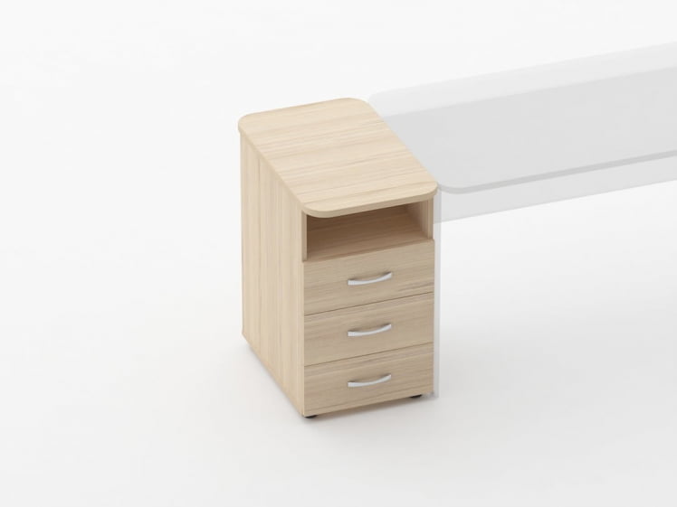 Тумба приставная на 3 ящика с нишей Glassy 3.10.12 Туя_1