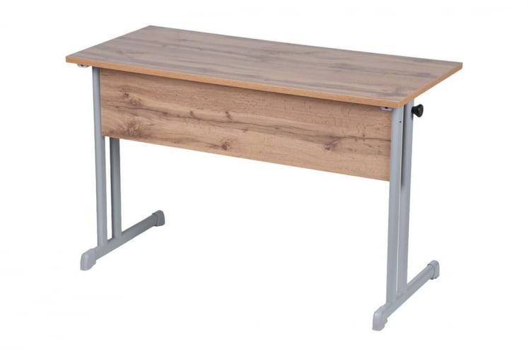 Парта двухместная с прямыми углами (рост 6) Ясень Шимо светлый/Металл Серый_0