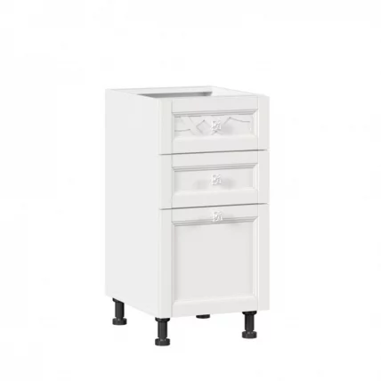 Тумба кухонная 400 с 3 ящиками ЛЮКС (4) Джулия ЛД 284.880.000.036 Белый_0