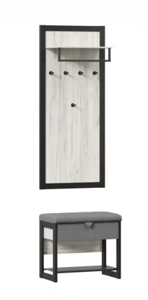 Вешалка с банкеткой Техно ЛД 02 Дуб Крафт Белый Черный_0