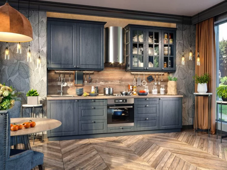 Шкаф кухонный 400 со стеклом Тип 1 Мокка ЛД 274.320.000.148 Черный Дуб фактурный антрацит_1