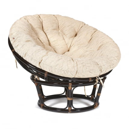 Кресло PAPASAN 23/01 W /с подушкой/ диаметр подушки 129 см, 115х101х104 см, Antique brown (античный черно-коричневый), ткань Старт_0