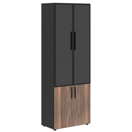 Шкаф комбинированный VELION VENEER VRHCS 80.2 Американский орех Яшма черная_0