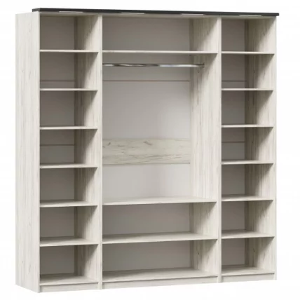 Шкаф четырехстворчатый с комбинированными дверями Техно 13 Дуб Крафт белый Серый шифер_2