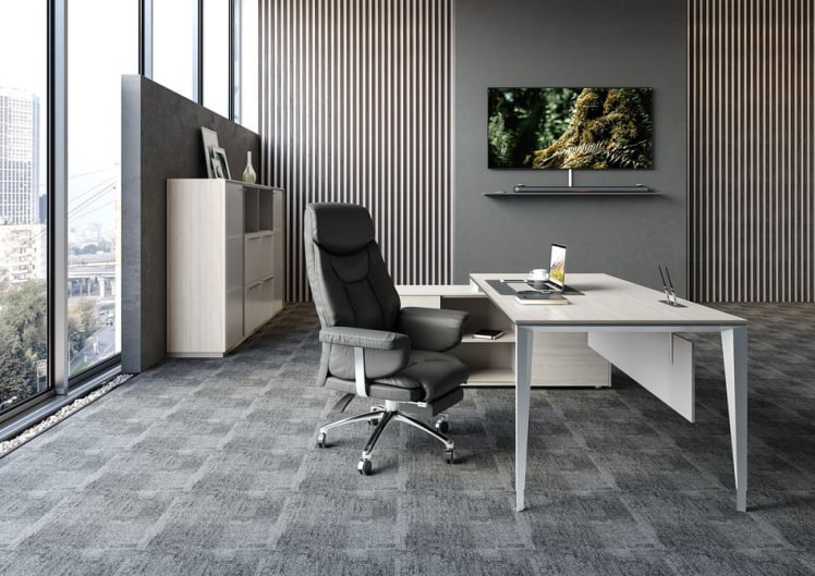 Комплект мебели для кабинета руководителя Atlas №03 Ясень Наварра Алюминий_1