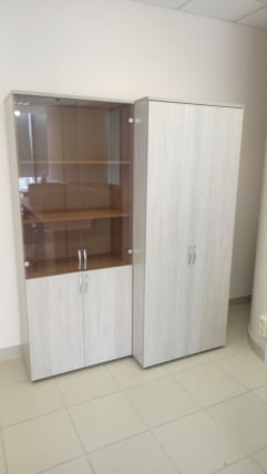 Шкаф высокий со стеклом Glassy 6.19.151 Дуб сантана светлый_2