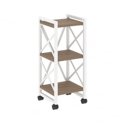 Стеллаж на колесных опорах - 3 полки LOFT  VR.L-MST.K-3.4 Металл белый Дуб Аризона_0