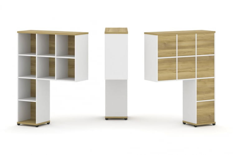 Надставка на стол высокая односторонняя + задняя стенка (8 шт.) CONCEPT CN.ONV-001 Дуб Винченцо Белый бриллиант Черный металл_0