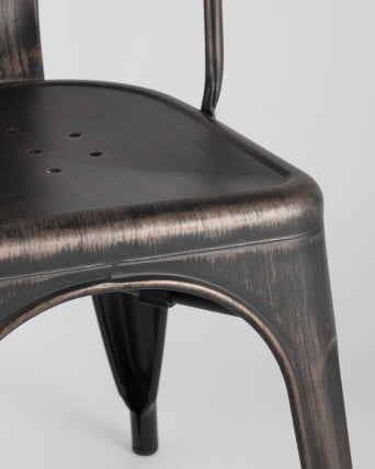 Стул TOLIX с высокой спинкой Черный патина золото_8