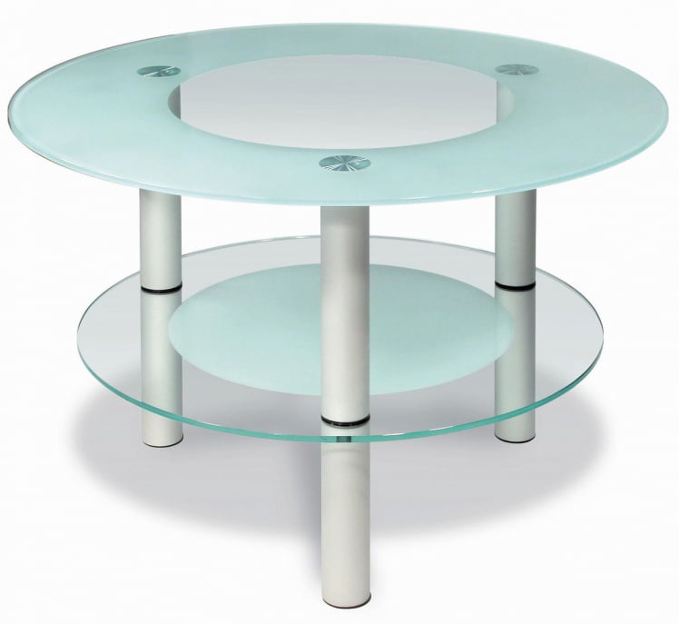 Стол журнальный Кристалл 3 Алюминий/прозрачное_0