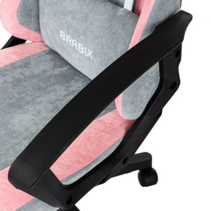 Кресло компьютерное BRABIX Forcer GM-127, 2 подушки, ткань, розовое/серое_5