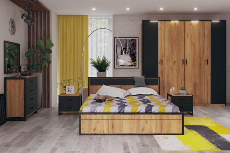 Тумба прикроватная Техно ЛД 678.100.000 Дуб Золотой Черный_5