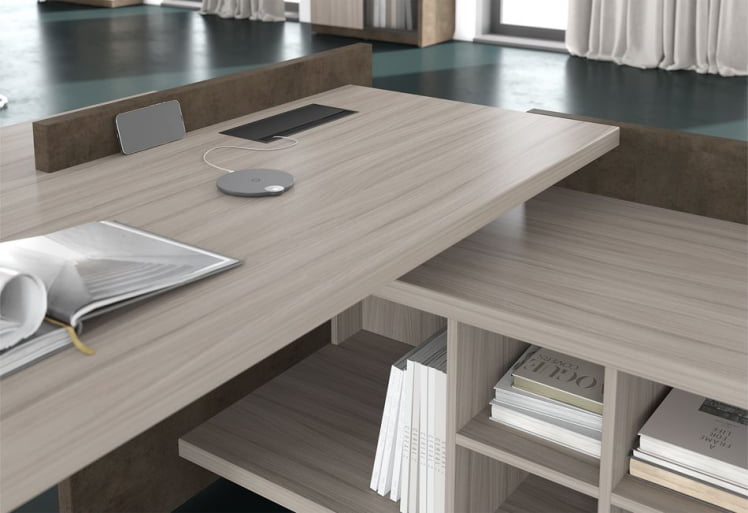 Стол руководителя правый WOOD&STONE СФ-531212 Дрифтвуд Бетон Чикаго темный_3