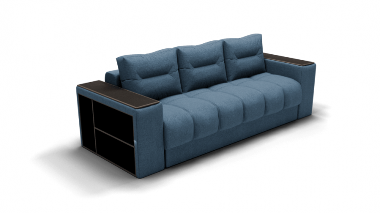 Диван Барон - 1 (ЗР) Цвет фасада: Голубой; Тип: Прямой; Материал фасада: Металл/Велюр_0