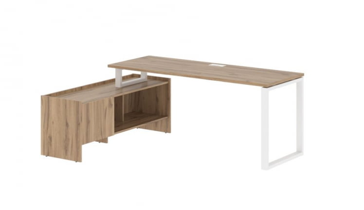 Стол с тумбой EDIS EQCT 19614 Дуб Денвер светлый Белый_0