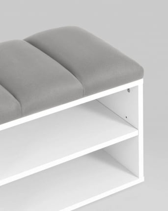 Обувница Хольст 2 белая велюр Серый_2