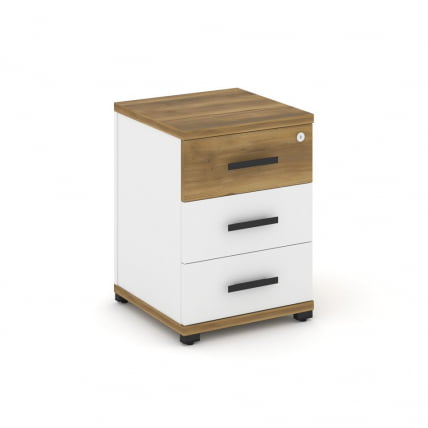 Тумба опорная/приставная с 3-мя ящиками CONCEPT CN.TUO-001 B/W Сандал Янтарный Белый бриллиант Черный_0