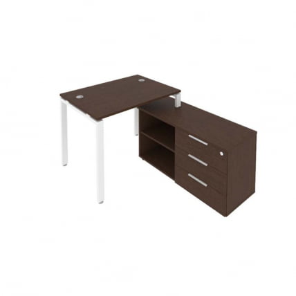 Рабочая станция на П-образном м/к с опорной тумбой правая Metal System БП.РС-СТС-2.1 Пр Венге/Белый_0