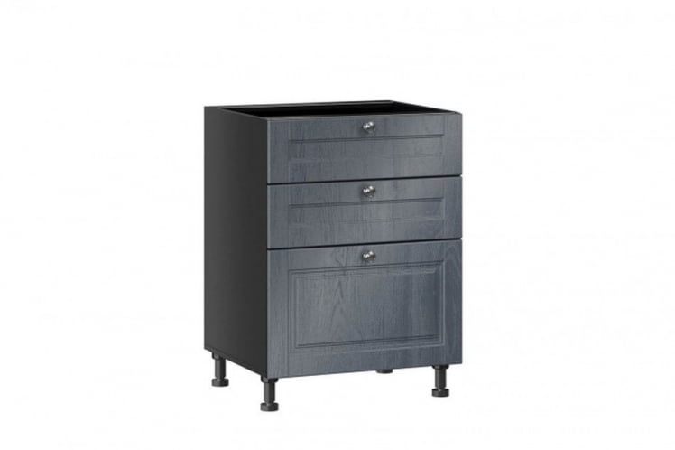 Тумба кухонная 600 с 3 ящиками (4) Мокка ЛД 274.140.000.132 Черная Дуб фактурный антрацит_0