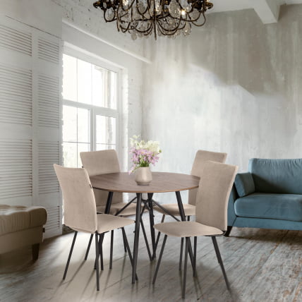 Стул обеденный La Rousse (2 шт. в упаковке) NEW, велюр, бежевый/черный, 7, 45х55х93 см_14