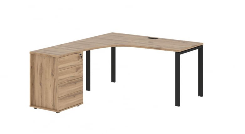 Стол эргономичный с тумбой левый EDIS EUCET 1518 L Дуб Денвер светлый Черный_0