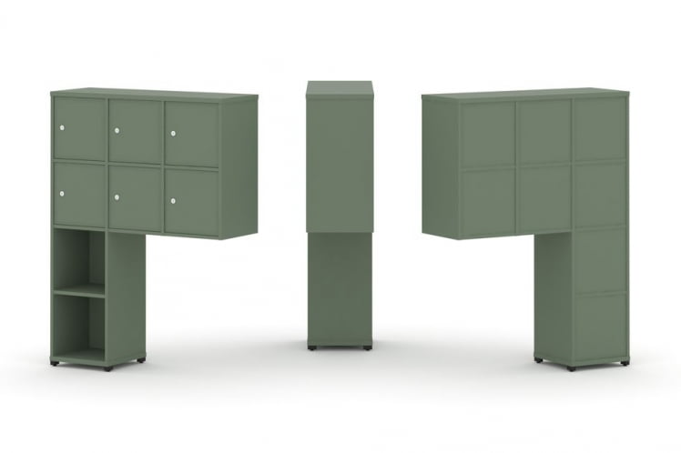 Надставка на стол высокая односторонняя + задняя стенка (8 шт.) + распашной фасад (6 шт.) CONCEPT CN.ONV-008 Кобо Черный металл_0