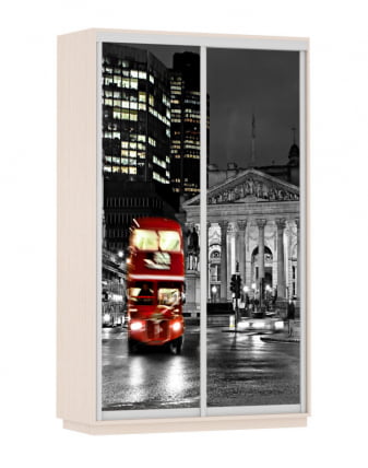 Шкаф-купе двухдверный Экспресс Дуо 1400х2200h Лондон/Дуб молочный_0