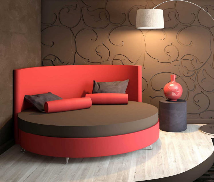 Круглая кровать Caprice 220x220 см Красная ткань_0