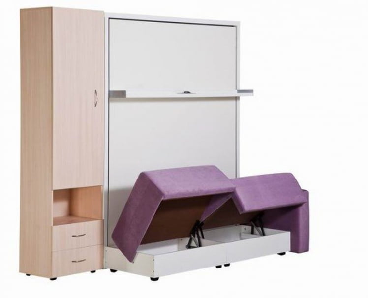 Шкаф-диван-кровать Смарт 1 3-в-1 левый 1400 Венге_1