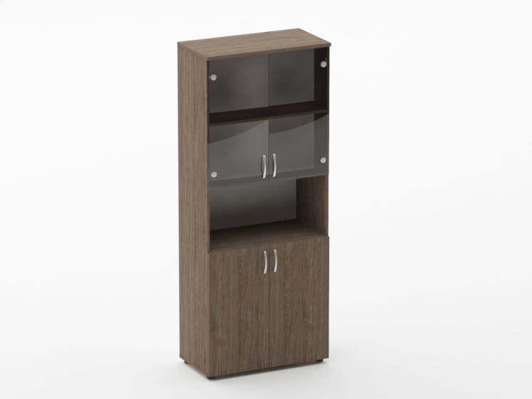 Шкаф высокий со стеклом и нишей Glassy 6.19.141 Дуб Верцаска_0